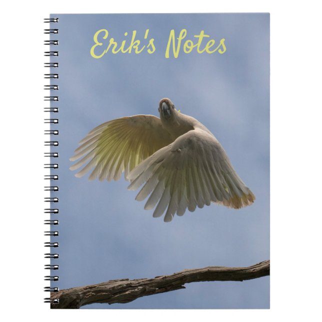 Cockatoo Bird Parrot Flying in the Sky Notebook (Front)