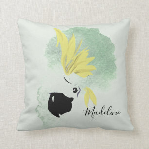 Cockatoo Bird Yellow and Green Watercolor Personal Cushion