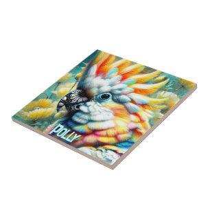 Cockatoo Bird Yellow Poppies Personalised Tile