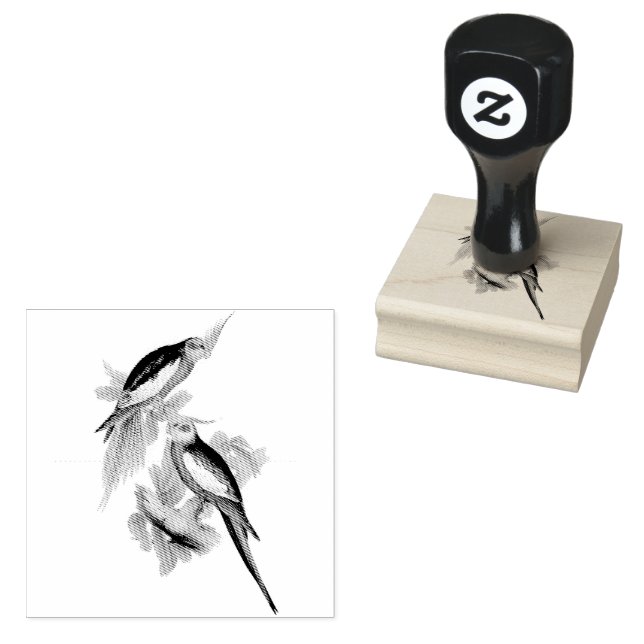 Cockatoo Birds Vintage Illustrations Rubber Stamp (Stamped)