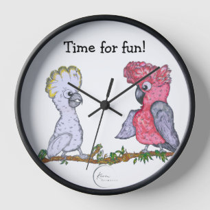 Cockatoo & Galah Acrylic Wall Clock