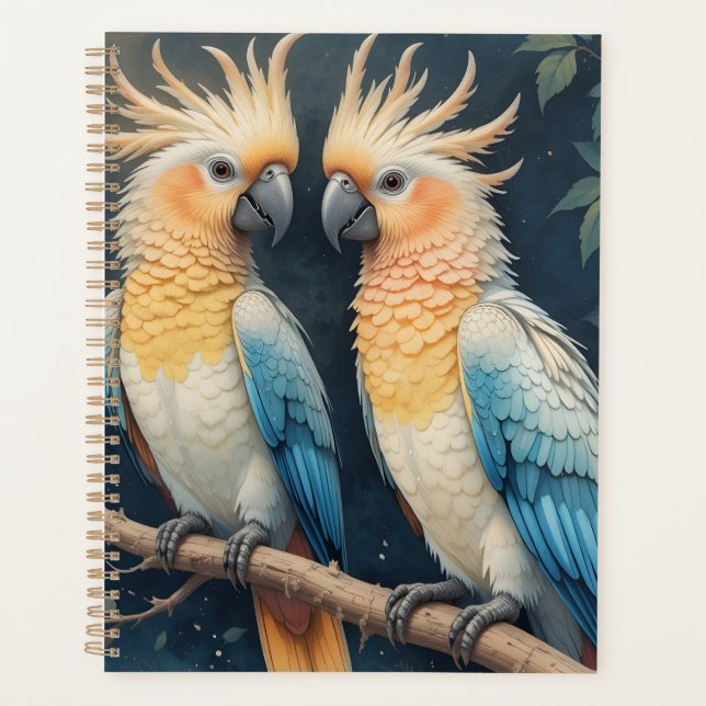 Cockatoo Parrot Couple Planner (Front)