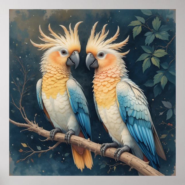 Cockatoo Parrot Couple Poster (Front)