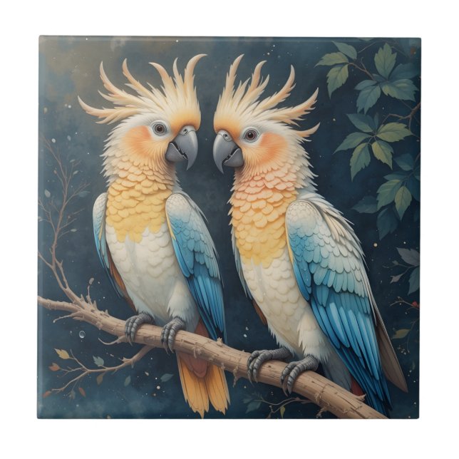 Cockatoo Parrot Couple Tile (Front)