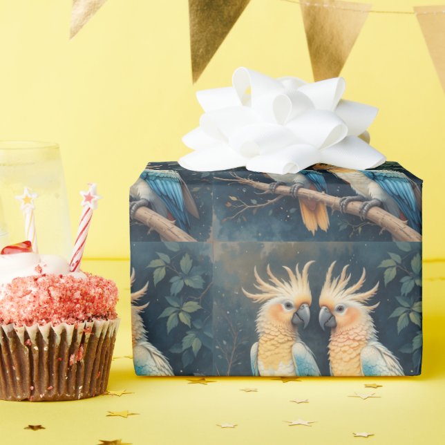 Cockatoo Parrot Couple Wrapping Paper (Birthday Party)