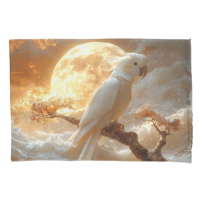 Cockatoo Parrot Fantasy Dreamscape Pillowcase (Front)