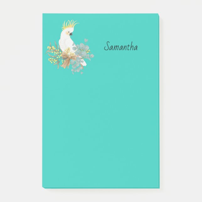 Cockatoo Parrot Personalised  Post-it Notes (Front)