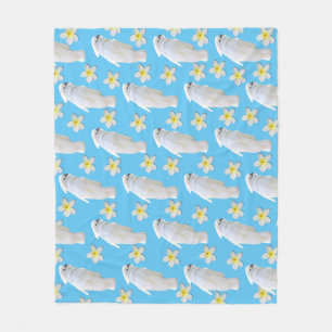 Cockatoos and Plumeria Blooms Fleece Blanket
