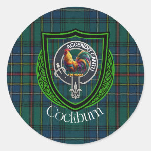 Cockburn Scottish Clan Tartan & Crest Classic Round Sticker