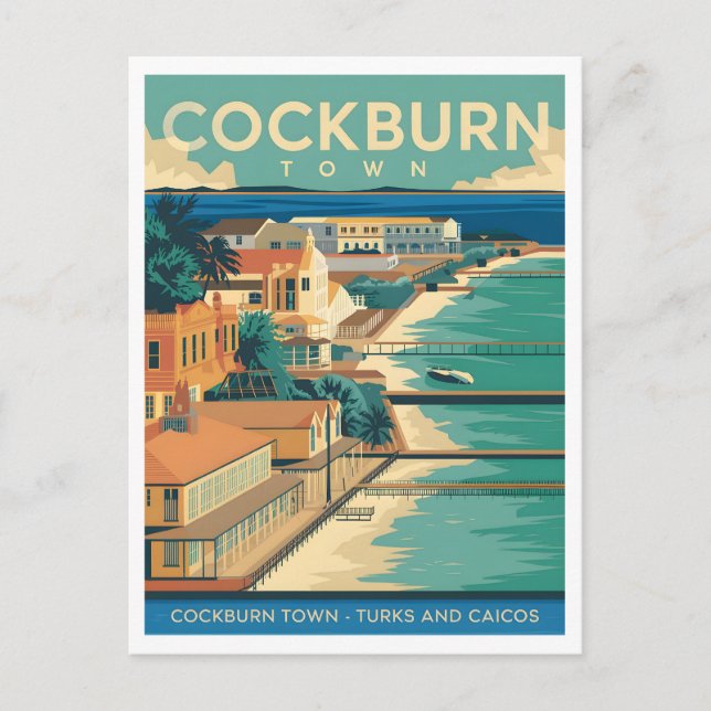 Cockburn Town Turks and Caicos Vintage Postcard (Front)