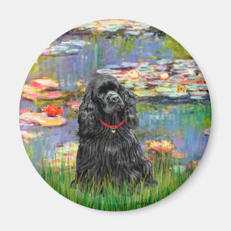 Cocker (black) - Lilies 2 Magnet