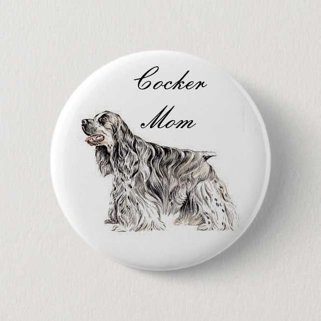 Cocker Mum, American Cocker Spaniel Button (Front)
