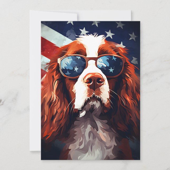 Cocker Spaniel 4th of July Independence day Holiday Card (Front)