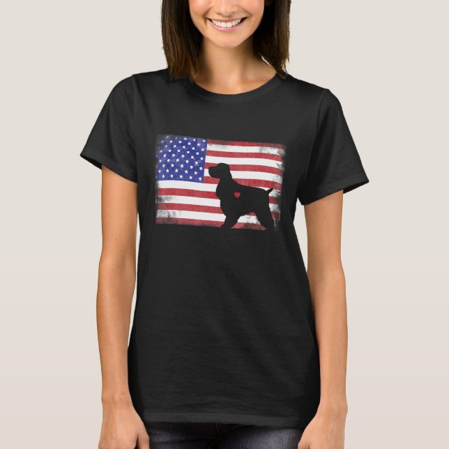 Cocker Spaniel American Flag I Love My Cocker Span T-Shirt (Front)