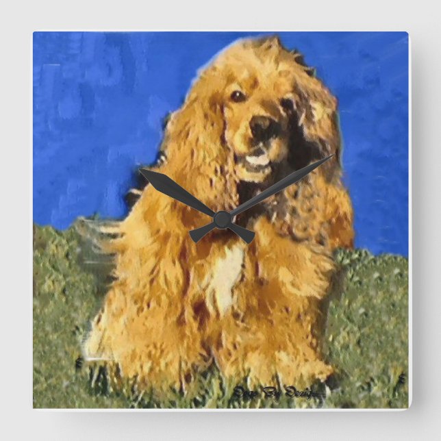Cocker Spaniel Art Square Wall Clock (Front)