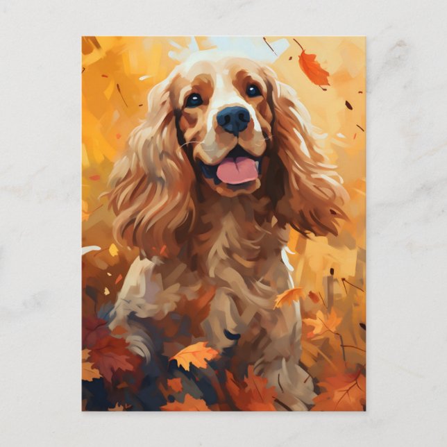 Cocker Spaniel Autumn Thanksgiving  Postcard (Front)