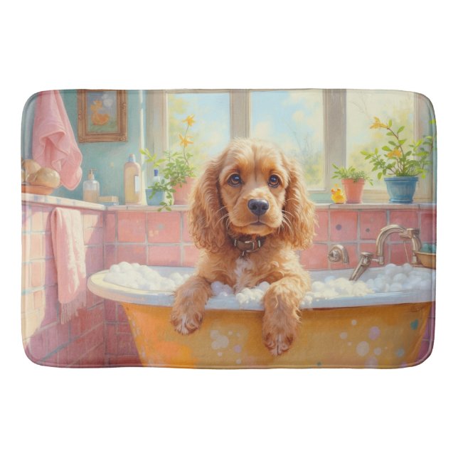 Cocker Spaniel Bath Time Cute Bathroom Decor Mat (Front)