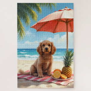 Cocker Spaniel Beach Relax Scene Jigsaw Puzzle