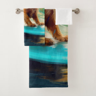 Cocker Spaniel Beach Surfing Painting Bath Towel Set