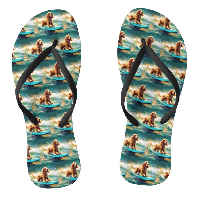 Cocker Spaniel Beach Surfing Painting Jandals (Footbed)