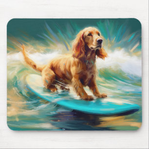Cocker Spaniel Beach Surfing Painting Mouse Pad