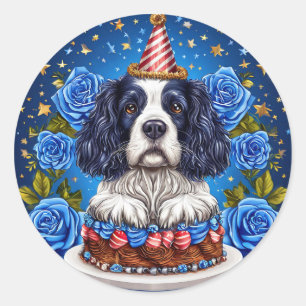 🐶 Cocker Spaniel Birthday Party For Dog Lovers Classic Round Sticker