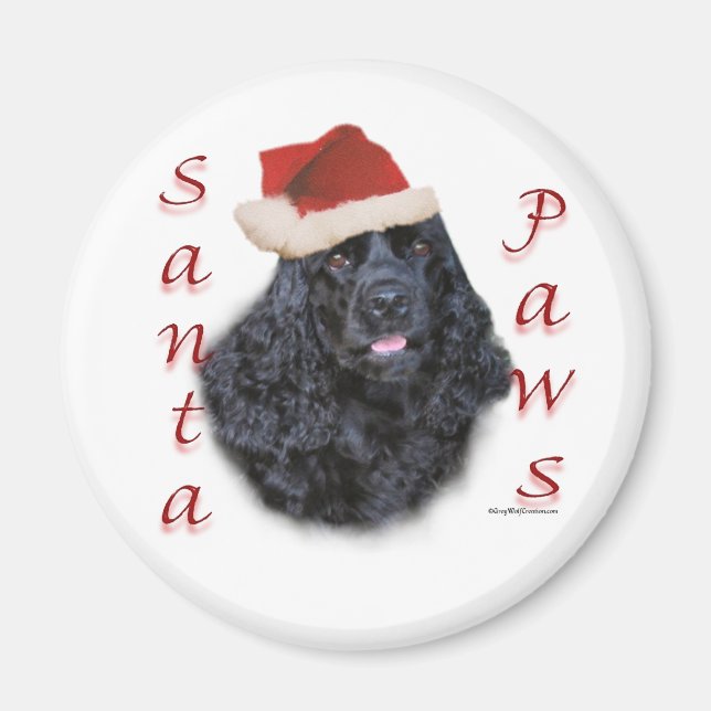 Cocker Spaniel (blk) Santa Paws Magnet (Front)