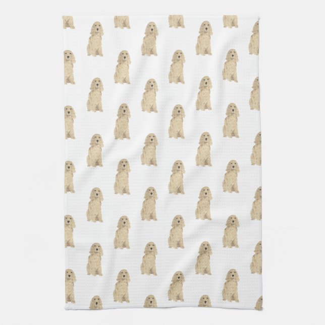 Cocker Spaniel (Blonde Tan Golden) Tea Towel (Vertical)