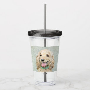 Cocker Spaniel Buff Painting - Original Dog Art Acrylic Tumbler