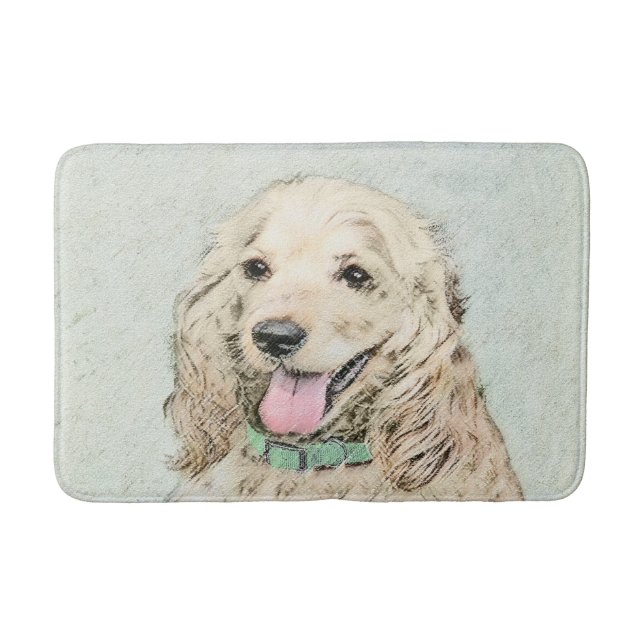 Cocker Spaniel Buff Painting - Original Dog Art Bath Mat (Front)