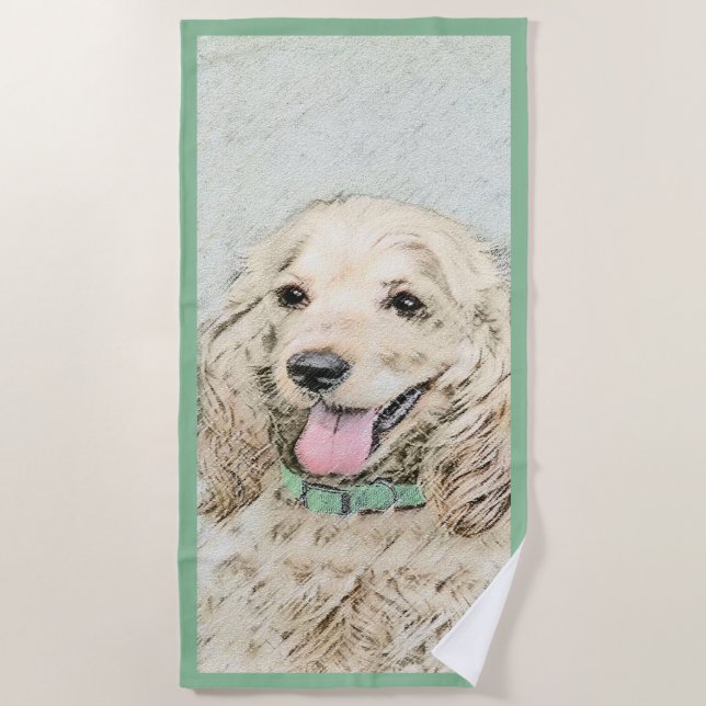 Cocker Spaniel Buff Painting - Original Dog Art Beach Towel (Front)