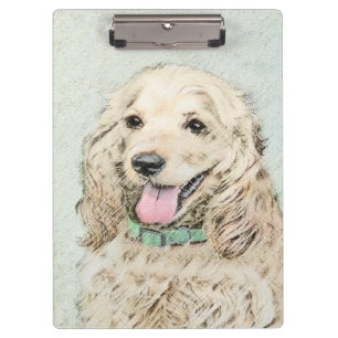 Cocker Spaniel Buff Painting - Original Dog Art Clipboard