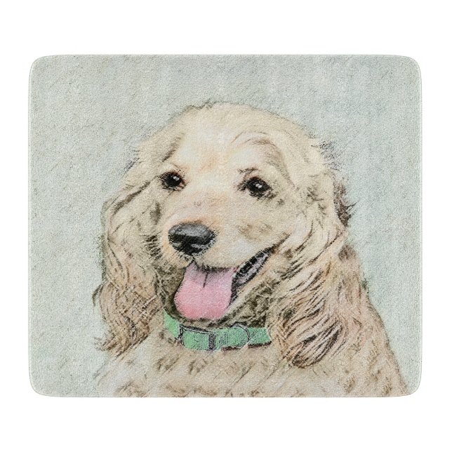 Cocker Spaniel Buff Painting - Original Dog Art Cutting Board (Front)