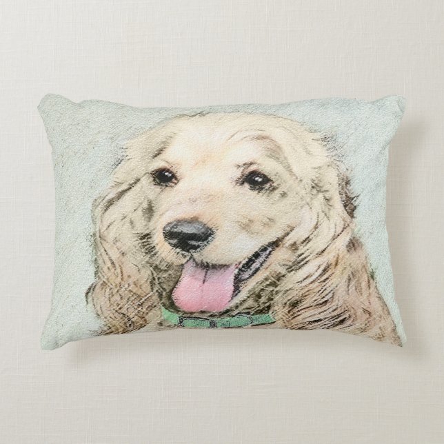Cocker Spaniel Buff Painting - Original Dog Art Decorative Cushion (Front)