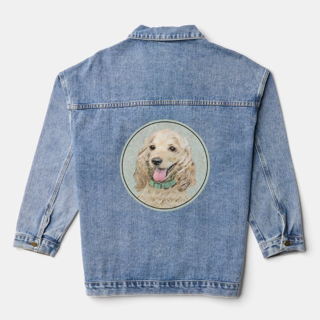 Cocker Spaniel Buff Painting - Original Dog Art Denim Jacket (Back)