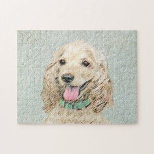 Cocker Spaniel Buff Painting - Original Dog Art Jigsaw Puzzle