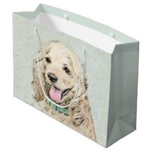 Cocker Spaniel Buff Painting - Original Dog Art Large Gift Bag