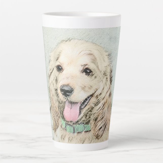 Cocker Spaniel Buff Painting - Original Dog Art Latte Mug (Front)
