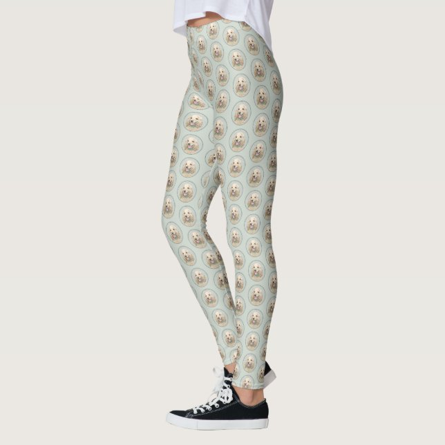 Cocker Spaniel Buff Painting - Original Dog Art Leggings (Left)