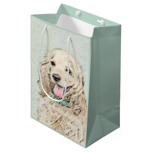 Cocker Spaniel Buff Painting - Original Dog Art Medium Gift Bag (Front Angled)