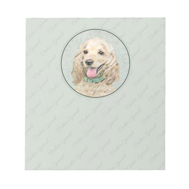 Cocker Spaniel Buff Painting - Original Dog Art Notepad (Front)