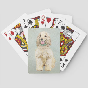 Cocker Spaniel Buff Painting - Original Dog Art Playing Cards