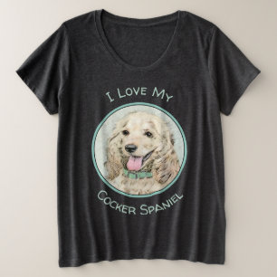 Cocker Spaniel Buff Painting - Original Dog Art Plus Size T-Shirt
