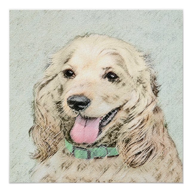 Cocker Spaniel Buff Painting - Original Dog Art Poster (Front)