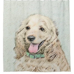 Cocker Spaniel Buff Painting - Original Dog Art Shower Curtain
