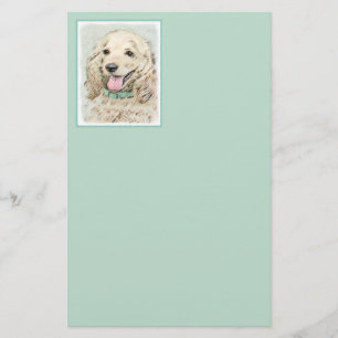 Cocker Spaniel Buff Painting - Original Dog Art Stationery