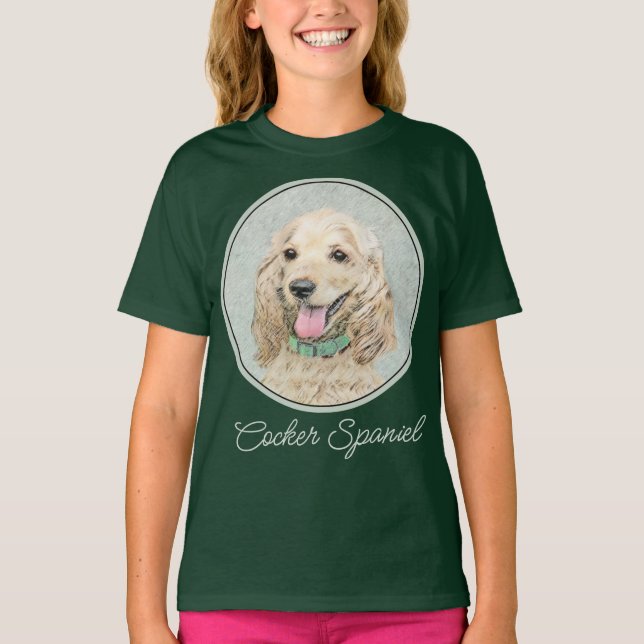Cocker Spaniel Buff Painting - Original Dog Art T- T-Shirt (Front)