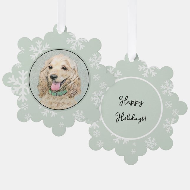 Cocker Spaniel Buff Painting - Original Dog Art Tree Decoration Card (Front/Back)