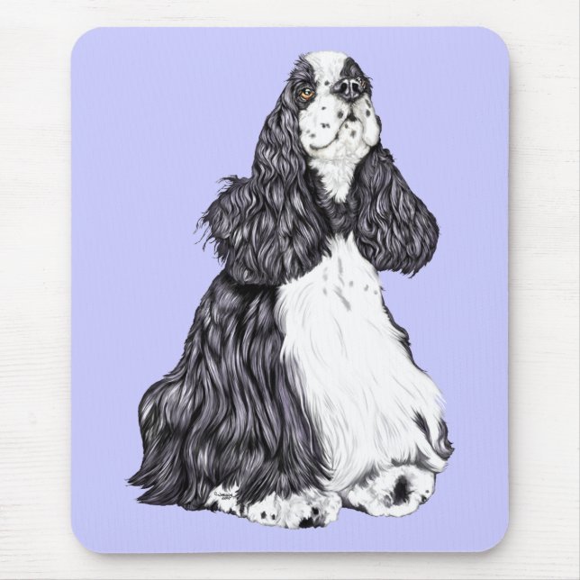 Cocker Spaniel BW Parti Mouse Pad (Front)