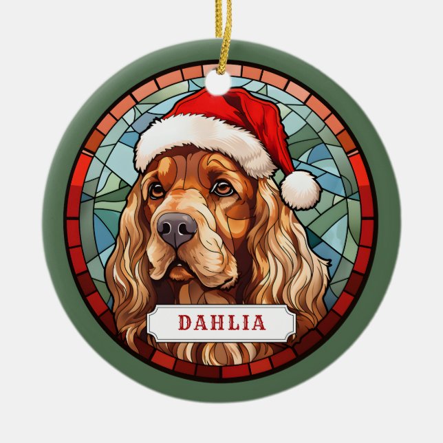 Cocker Spaniel Ceramic Circle Ornament (Front)
